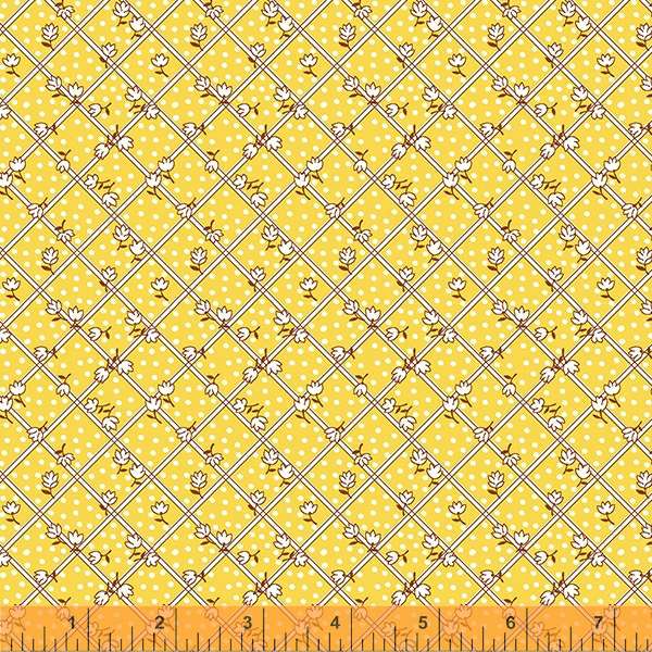 Tulips on Plaid Yellow Storybook by Whistler Studios