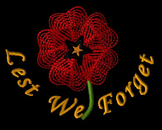 ANZAC Day (Memorial Day) Machine Embroidery Design (100mm x 100mm) 4x4 hoop