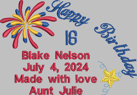 Patriotic Fireworks Customized Quilt Label