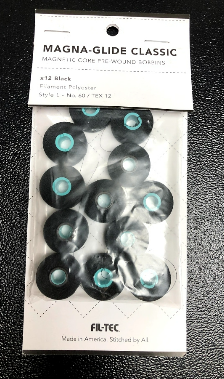 Magna-Glide Type L Magnetic Pre-Wound Poly Bobbins - Black or White 12 ct