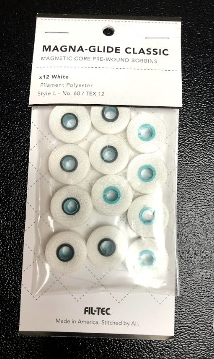 Magna-Glide Type L Magnetic Pre-Wound Poly Bobbins - Black or White 12 ct