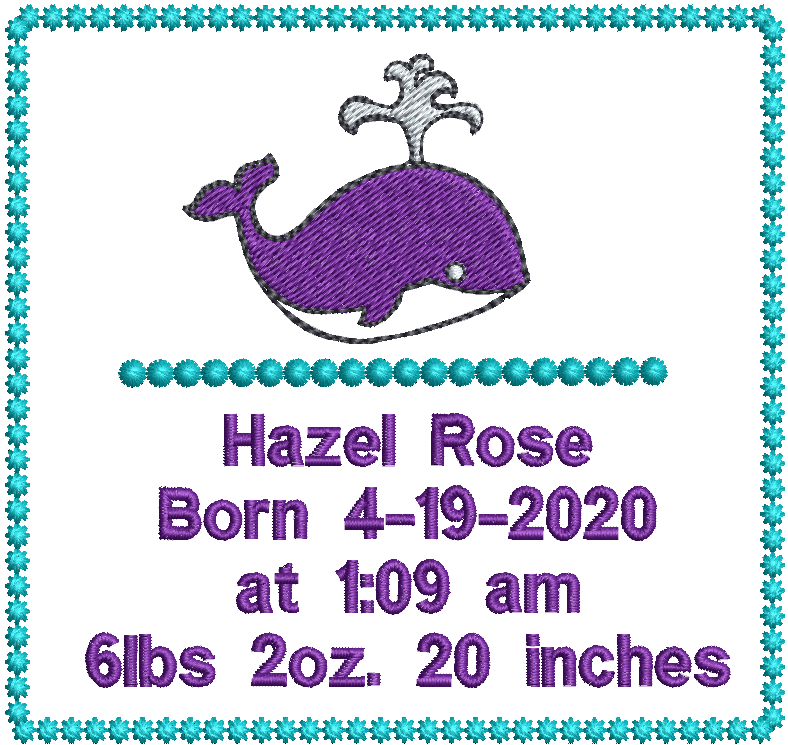 Whale Announcement Customized Quilt Label