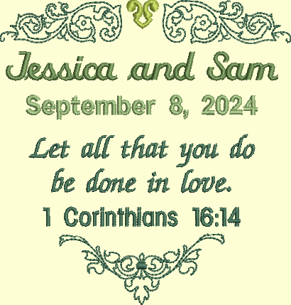 1 Corinthians Wedding Customized Quilt Label