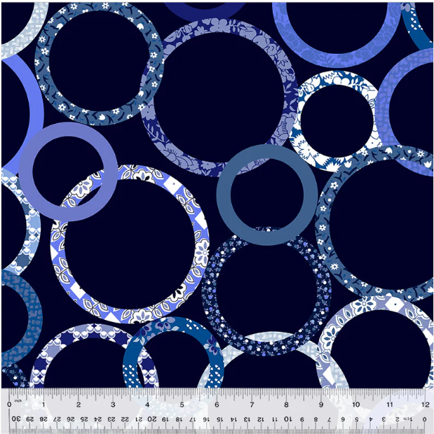 Patchwork Rings Twilight 108" Quilt Wideback