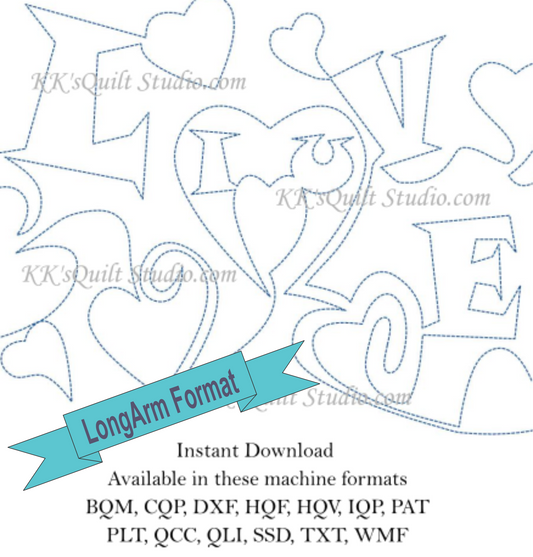 All My Love Longarm Digital Quilting Pattern  Edge to Edge Instant Download