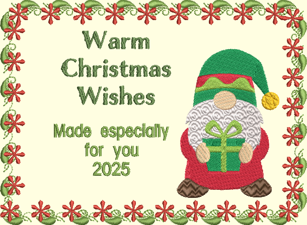 Holly Gnome Customized Quilt Label