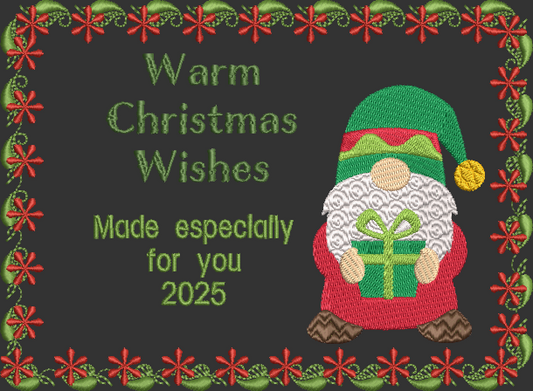 Holly Gnome Customized Quilt Label
