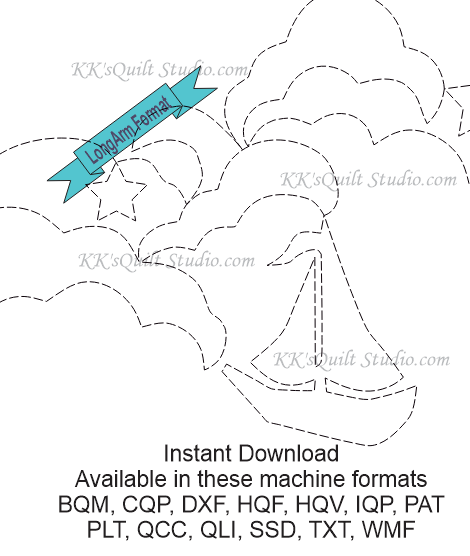 Sailboat Longarm Digital Quilting Pattern  Edge to Edge Instant Download